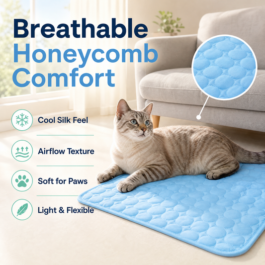 Premium Latex Cooling Mat for Pets – Breathable & Comfortable Ice Silk Summer Cooling Pad for Dogs and Cats