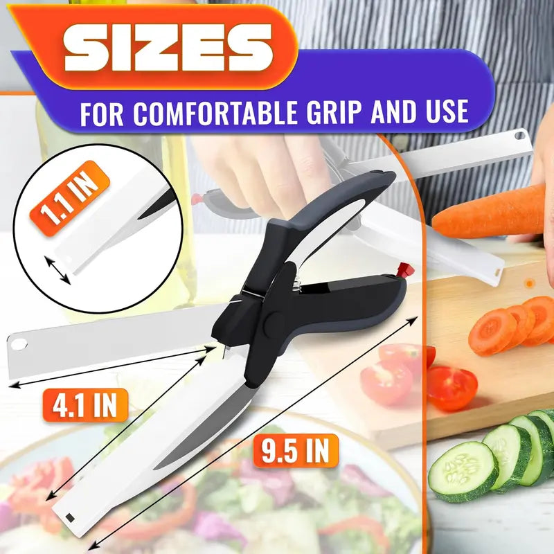 Quick-Cut 2-in-1 Kitchen Scissors: Built-in Cutting Board for Fast Meal Prep