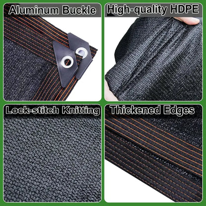 90% Blackout Cloth (Black) - 10 x 13ft UV-Resistant Shade Net with Reinforced Rivets, Suitable for Outdoor Adventures / Camping / Garden / Patio / Greenhouse.Mesh Shade Cloth
