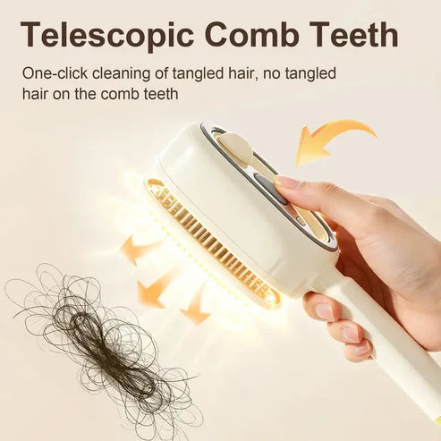Self-Cleaning Hair Brush – Massage Detangling Brush for All Hair Types, One-Click Bristle Retraction for Easy Hair Removal, Scalp Massage & Smoother Hair