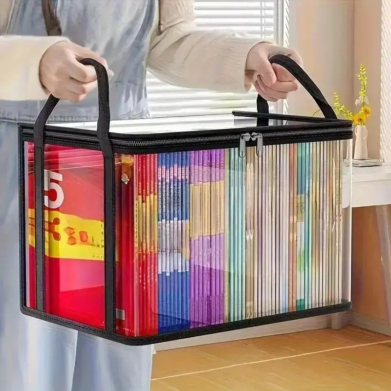 Large Clear Plastic Storage Box with Zipper Lid – Heavy-Duty Organizer for Home, Camping & Moving. Length: 12.47 ft Width: 7.87 ft Height: 10.50 ft