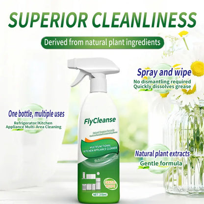 FlyCleanse Natural Enzyme Formula Kitchen Cleaning Spray - Fast-Acting Household Grease & Mold Remover Liquid, for Kitchen Stoves & Range Hoods, 318 ml Bottle, 24-Month Shelf Life, Father's Day Gift Idea,summerwins