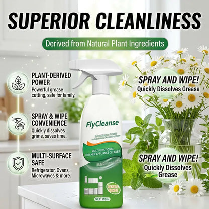 FlyCleanse Natural Enzyme Formula Kitchen Cleaning Spray - Fast-Acting Household Grease & Mold Remover Liquid, for Kitchen Stoves & Range Hoods, 318 ml Bottle, 24-Month Shelf Life, Father's Day Gift Idea,summerwins