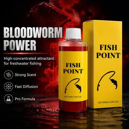 Fish Point Fishing Scent Attractant - Concentrated Red Worm Liquid for Bait Enhancement (100ml)