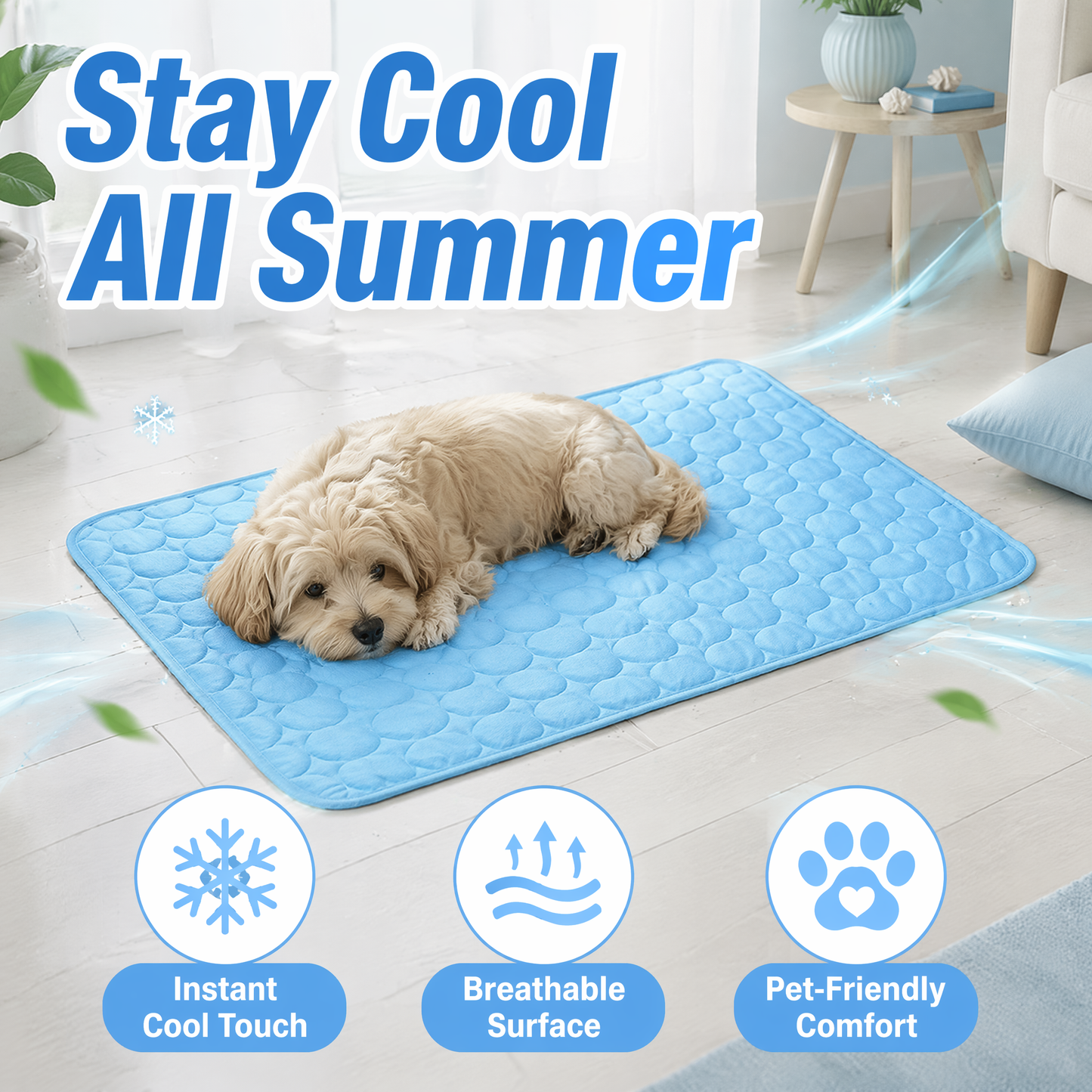 Premium Latex Cooling Mat for Pets – Breathable & Comfortable Ice Silk Summer Cooling Pad for Dogs and Cats