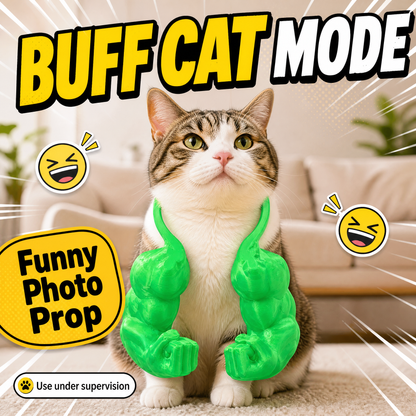Funny Buff Cat Muscle Arms Accessory – 3D Printed Cat Cosplay Costume Props, Hilarious Meme Gift for Cat Lovers & Pet Owners, Perfect for Photo Ops