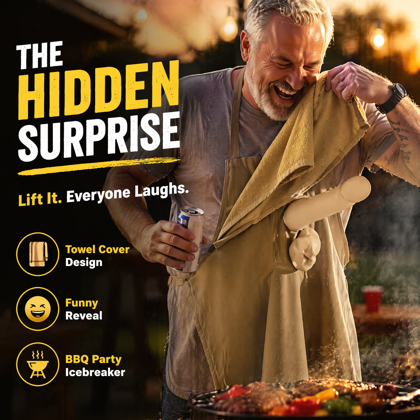 Funny BBQ Apron with Hidden Surprise – Hilarious Gag Gift for Parties, Grilling, & Social Gatherings