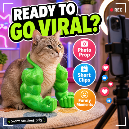 Funny Buff Cat Muscle Arms Accessory – 3D Printed Cat Cosplay Costume Props, Hilarious Meme Gift for Cat Lovers & Pet Owners, Perfect for Photo Ops