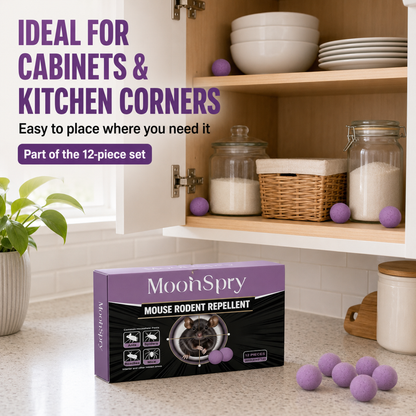 MoonSpry Mouse & Rodent Repellent – 12 Pack Purple Repellent Balls for Kitchens, Cabinets & Storage Areas – Helps Deter Common Household Pests Including Ants, Spiders, and Roaches