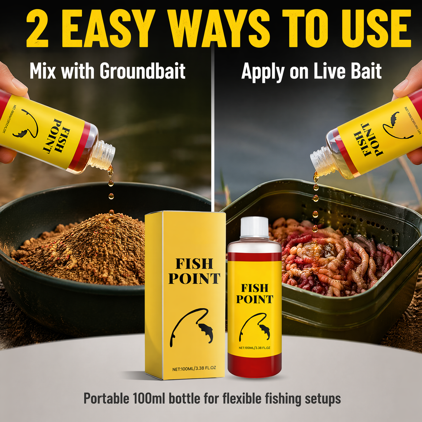Fish Point Fishing Scent Attractant - Concentrated Red Worm Liquid for Bait Enhancement (100ml)