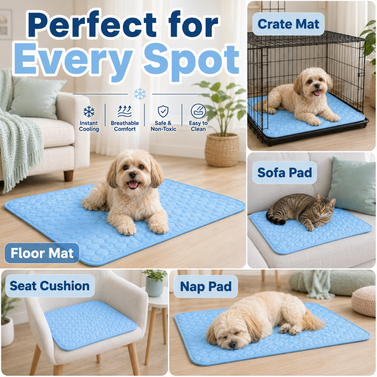 Premium Latex Cooling Mat for Pets – Breathable & Comfortable Ice Silk Summer Cooling Pad for Dogs and Cats