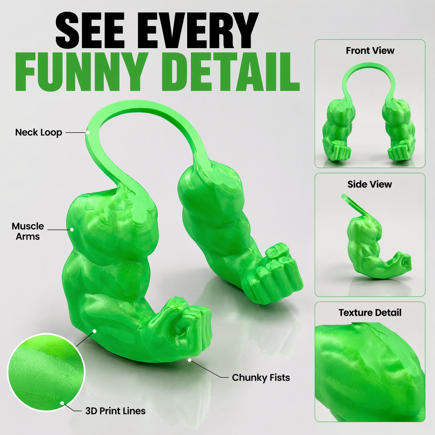 Funny Buff Cat Muscle Arms Accessory – 3D Printed Cat Cosplay Costume Props, Hilarious Meme Gift for Cat Lovers & Pet Owners, Perfect for Photo Ops