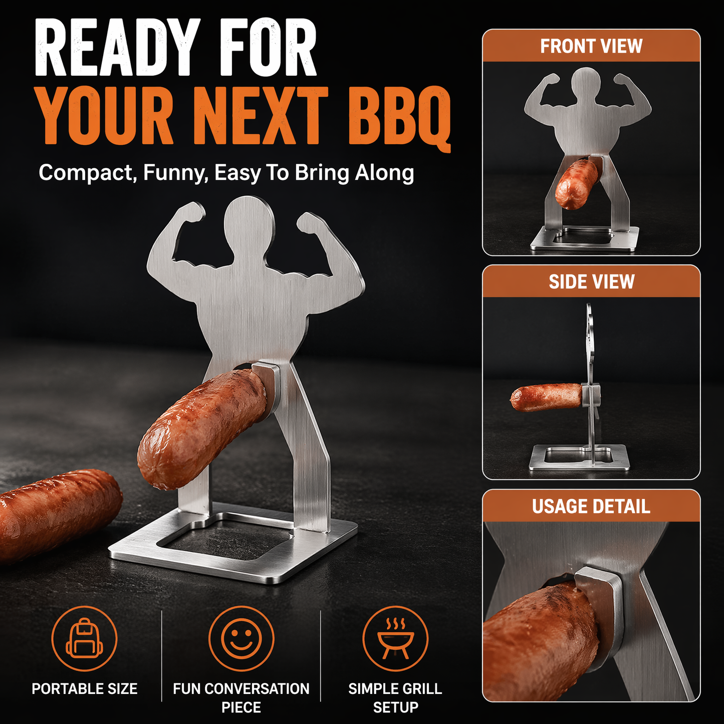 Funny Novelty Hot Dog Roaster - Unique Stainless Steel BBQ Skewer for Grilling Sausages, Hilarious Gag Gift for Grill Masters & Backyard Parties, Durable & Reusable Cooking Accessory