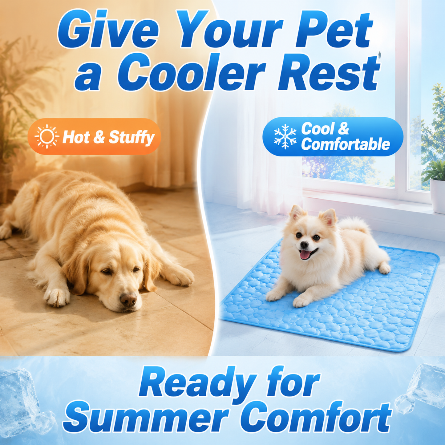 Premium Latex Cooling Mat for Pets – Breathable & Comfortable Ice Silk Summer Cooling Pad for Dogs and Cats